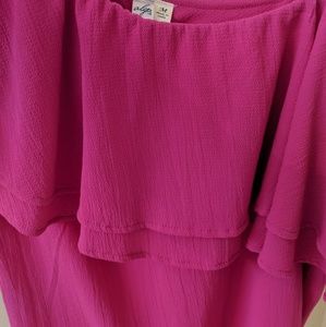 Alya Tops - Magenta One-Shoulder Ruffle Top Alya Tops - Magenta One-Shoulder Ruffle Top